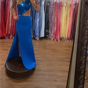 Blue Sherri Hill prom dress style #54948